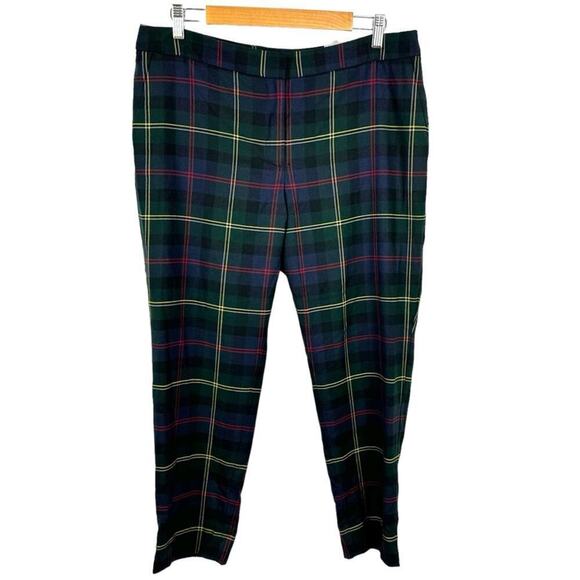 Talbots Plaid Hampshire Straight Leg Ankle Pants Wool Blend New Size 14P - Picture 2 of 16